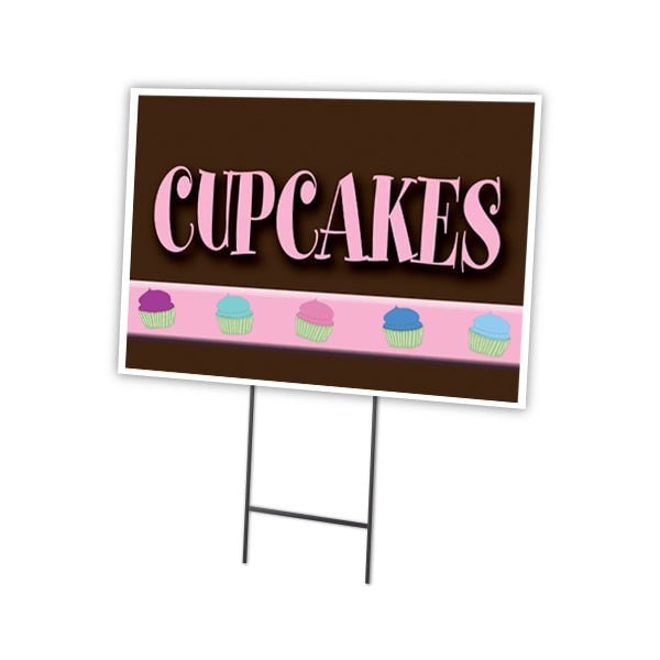 Cupcakes Yard Sign & Stake outdoor plastic coroplast window, C-1824-DS-Cupcakes